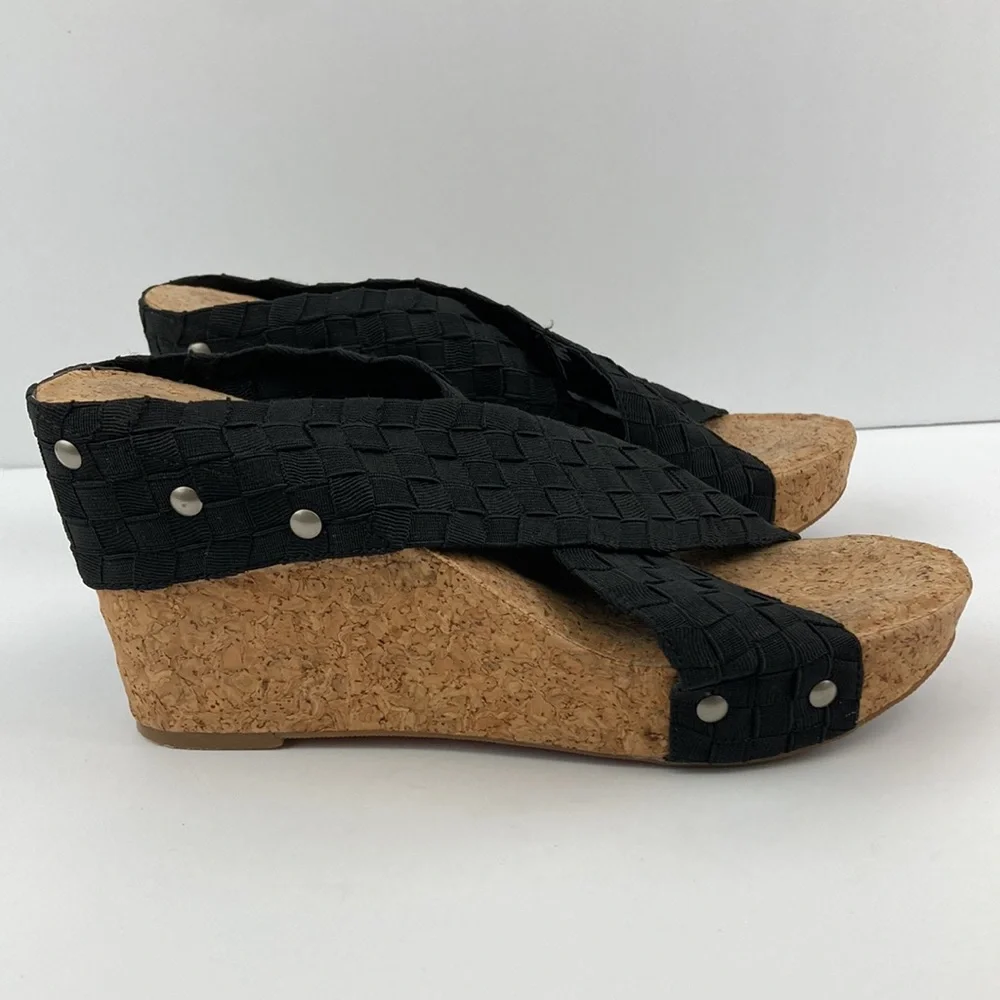 Lucky Brand Women’s Black Strap Cork Platform Sandals sz 7.5